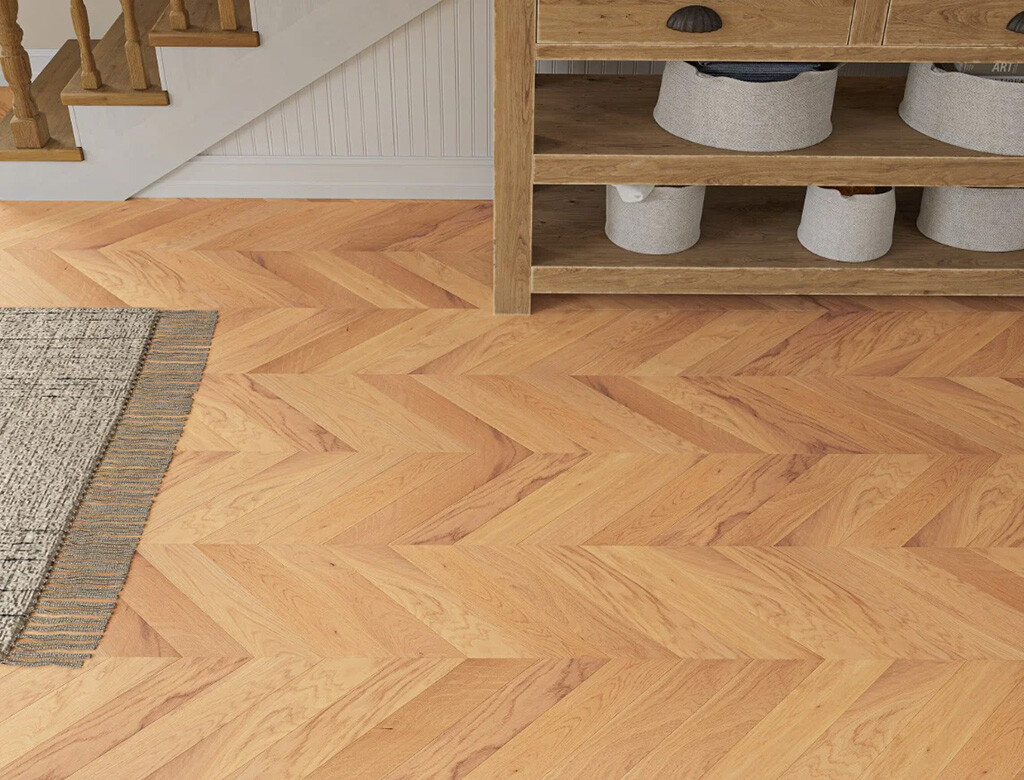Timbercraft Saddleworth Oak Chevron Parquet Flooring, Brushed & Oiled, 90x510x14 mm