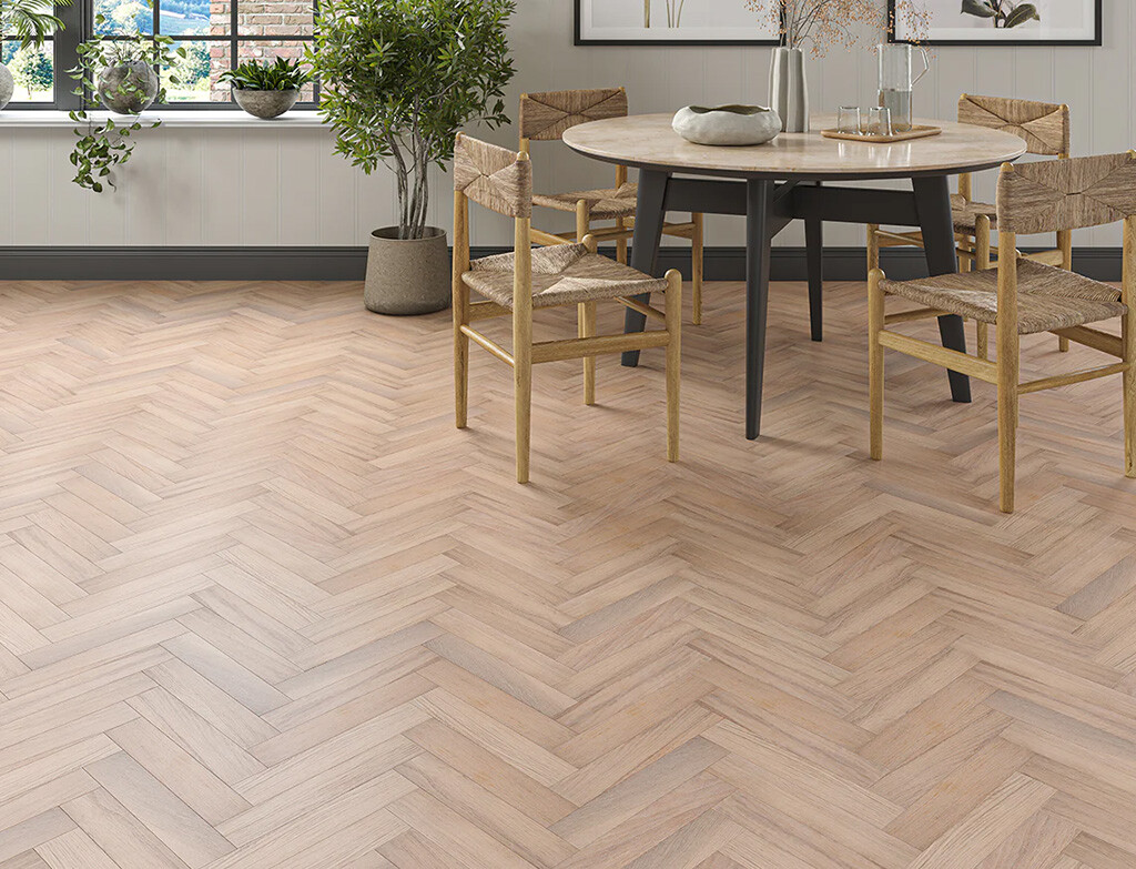 Timbercraft Aversley Oak Parquet Flooring, Smoked, Brushed & Oiled, 70x350x20 mm