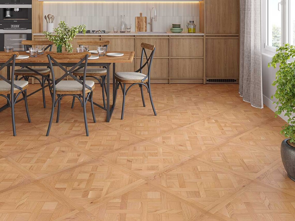 Timbercraft Charme Oak Versailles Parquet Flooring Panels, Brushed & Oiled, 600x3x14 mm