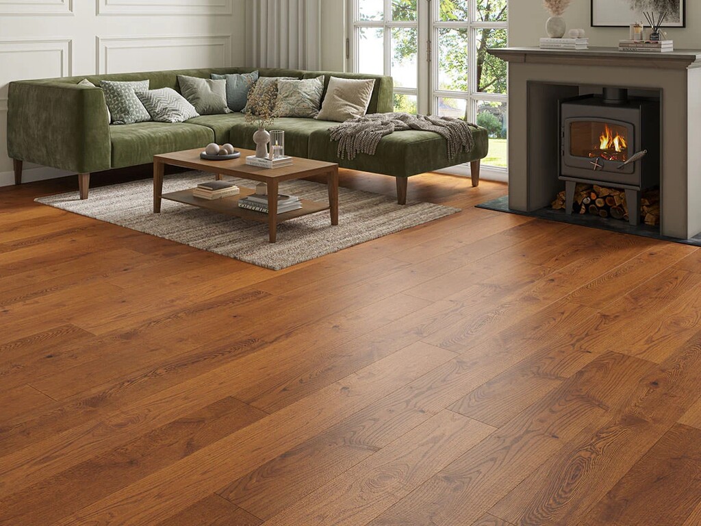 Timberlay Darwin Oak Engineered Flooring, Golden, Brushed & Oiled, 190x3x14 mm