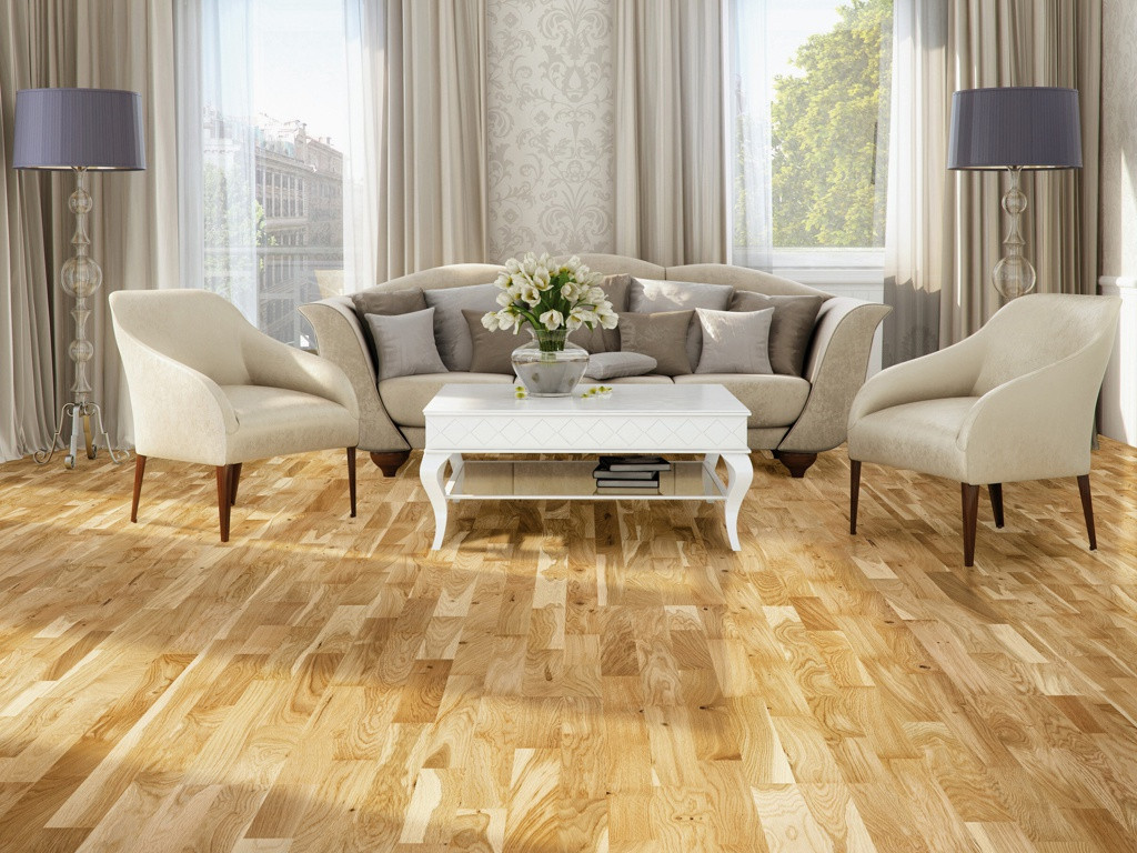 Timba Oak 3-Strip Engineered Wood Flooring, Lacquered, 207x3x14 Mm