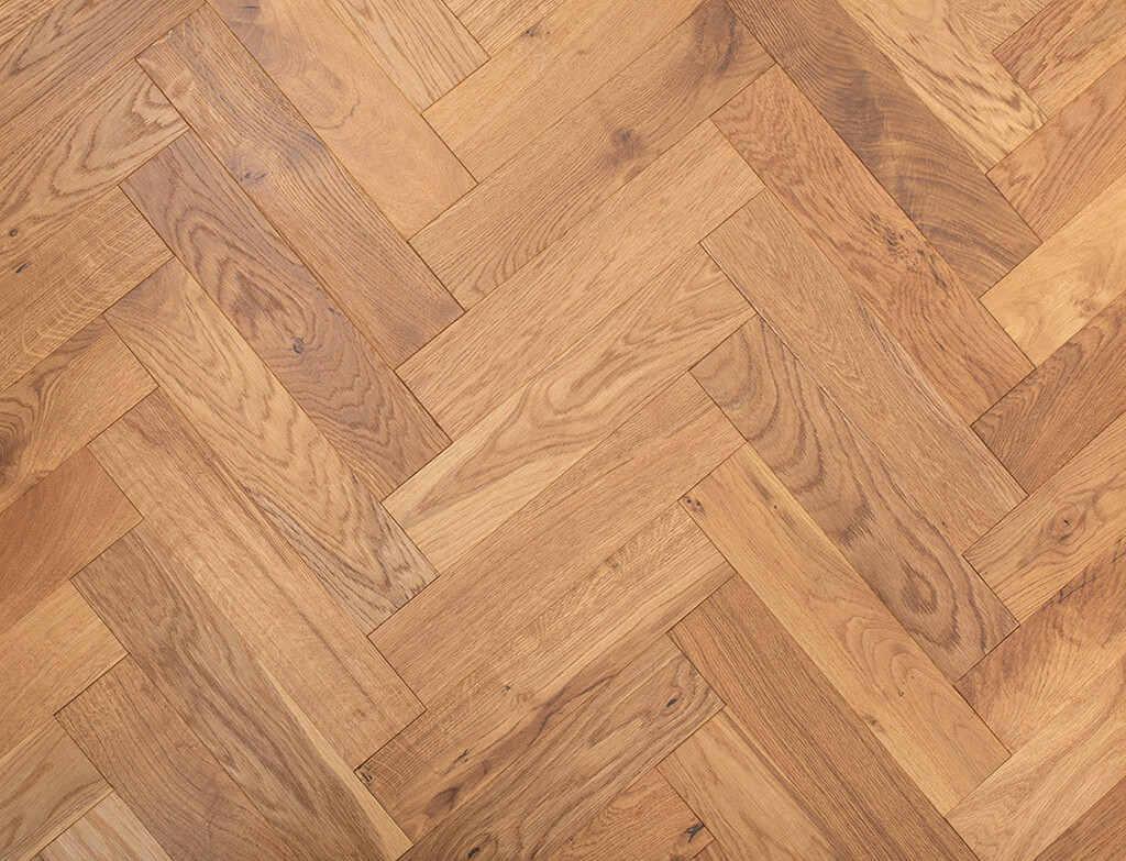 Timbercraft Upton Oak Parquet Flooring, Brushed & Lacquered, 90x450x15 mm