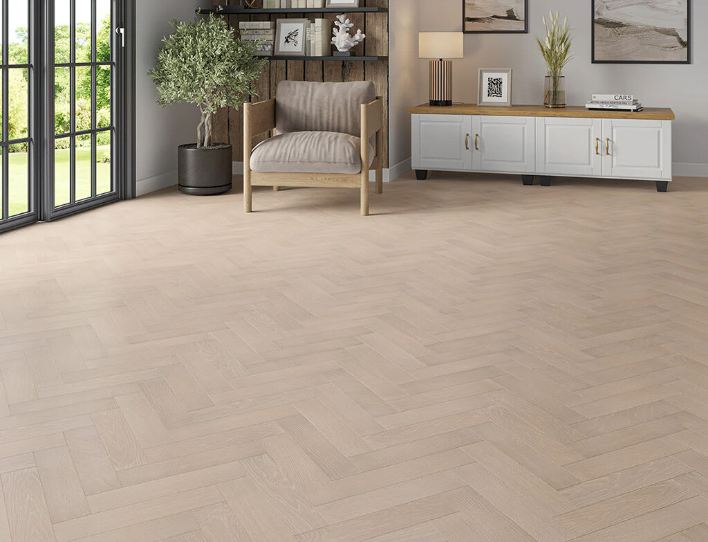 Timbercraft Mercia Oak Parquet Flooring, Brushed & Lacquered, 80x350x20 mm image