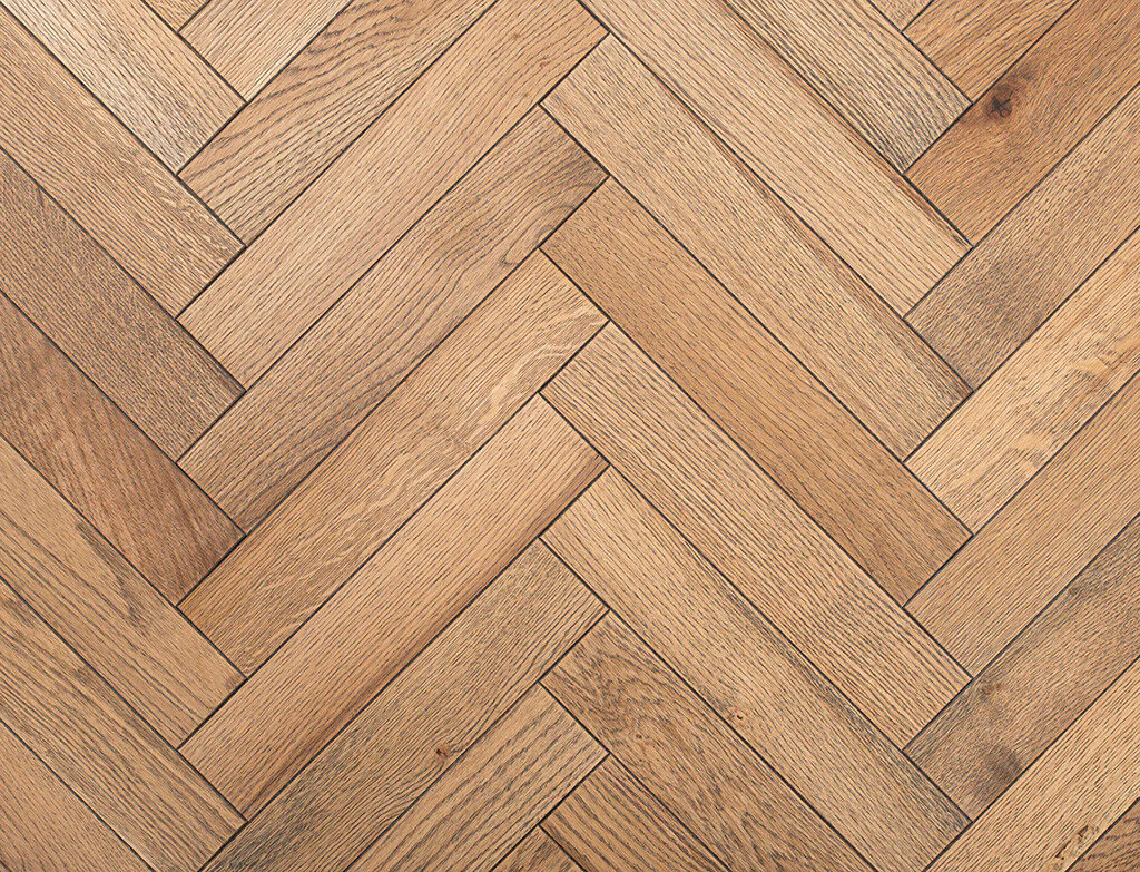 Timbercraft Kingswood Oak Parquet Flooring, Smoked, Brushed & Oiled, 70x350x20 mm