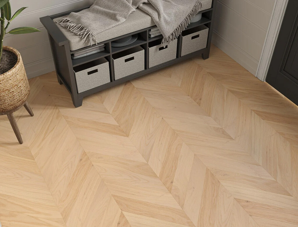 Timbercraft Sheringham Oak Chevron Parquet Flooring, Invisible, Oiled, 90x510x14 mm