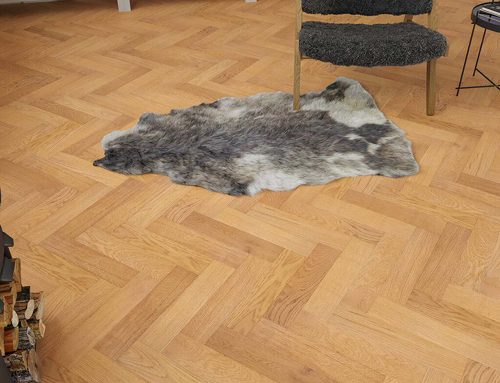 Timbercraft Roundhay Oak Parquet Flooring, Brushed & Lacquered, 90x450x15 mm