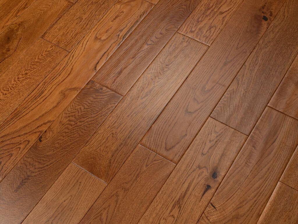 Timberlay Engineered Oak Wood Flooring, Golden, Handscraped, 125x5x18 Mm