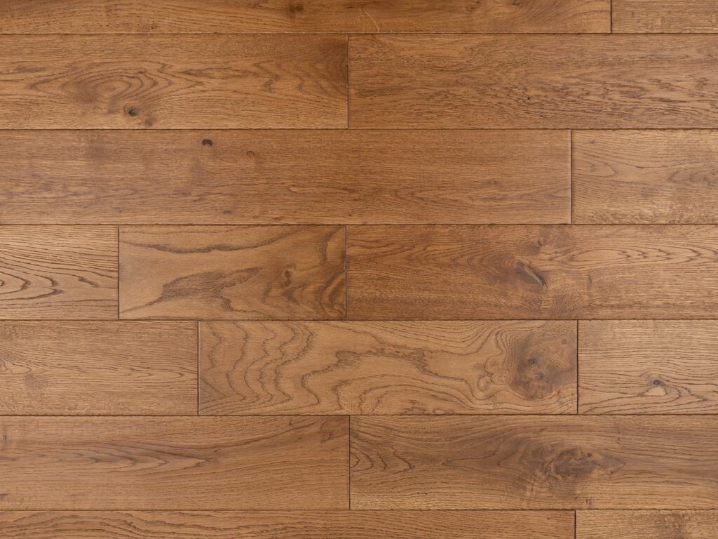 Timberlay Solid Oak Wood Flooring, Golden, Handscraped, UV Oiled, 125x18 Mm